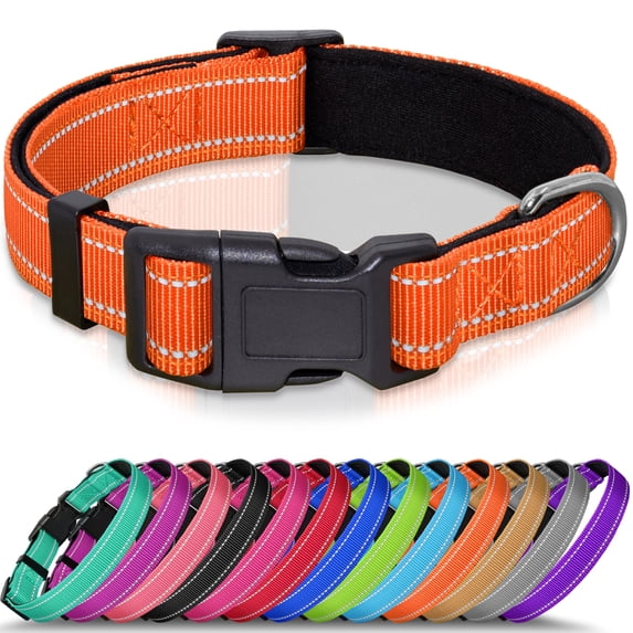 Minzimin Reflective Dog Collar, Soft Neoprene Padded Pet Collar for Small, Medium, Large Dogs, Adjustable Puppy Collars with Quick Release Buckle, Safe Breathable Nylon Dog Collars for Puppies