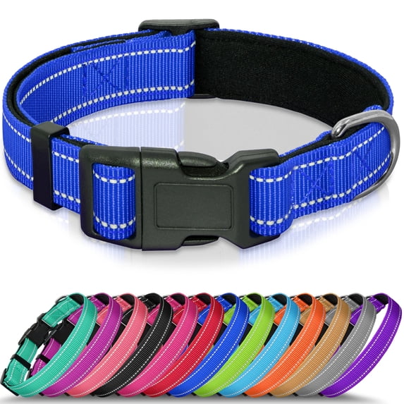 Minzimin Reflective Dog Collar, Soft Neoprene Padded Pet Collar for Small, Medium, Large Dogs, Adjustable Puppy Collars with Quick Release Buckle, Safe Breathable Nylon Dog Collars for Puppies