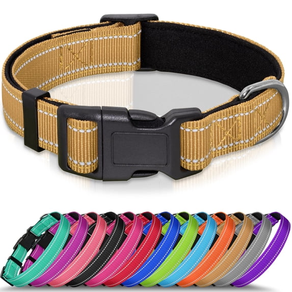 Minzimin Reflective Dog Collar, Soft Neoprene Padded Pet Collar for Small, Medium, Large Dogs, Adjustable Puppy Collars with Quick Release Buckle, Safe Breathable Nylon Dog Collars for Puppies