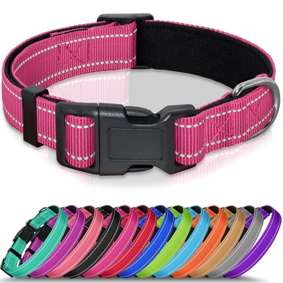 Minzimin Reflective Dog Collar, Soft Neoprene Padded Pet Collar for Small, Medium, Large Dogs, Adjustable Puppy Collars with Quick Release Buckle, Safe Breathable Nylon Dog Collars for Puppies