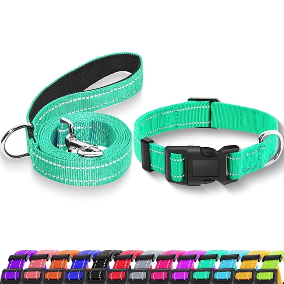 Minzimin Reflective Dog Collar with Safety Locking Buckle, Adjustable Soft Breathable Nylon Collars for Small, Medium and Large Dogs