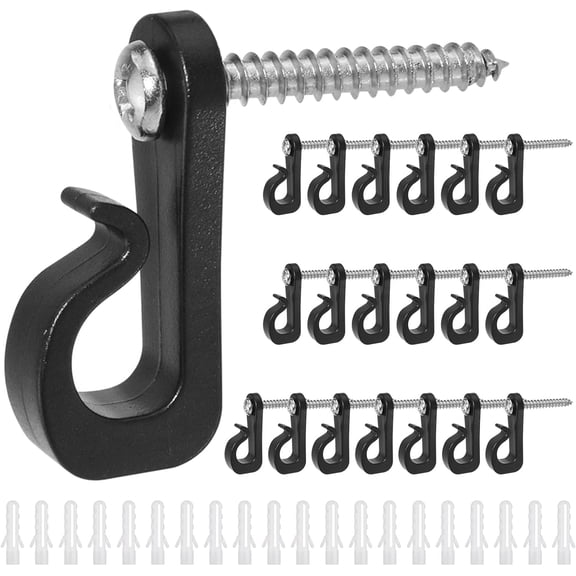 Minzimin Screw Hooks for Outdoor String Light, Q-Hanger Wall Hooks with Stainless Steel Phillips Screw for Christmas and New Year Party Outdoor Easy Release Wire and Fairy Led Lights, 20/30/40PCS