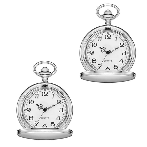 Minzimin Set of 2 Classic Pocket Watch with Chain for Men and Women