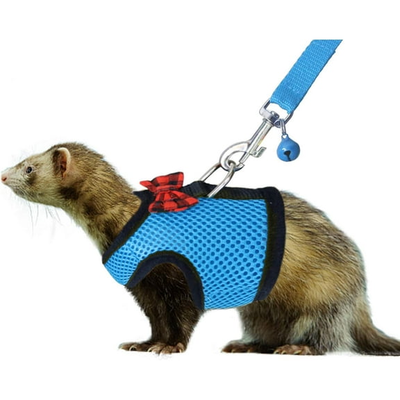 Minzimin Small Animal Harness and Leash - Soft Mesh Small Pet Harness with Safe Bell, No Pull Comfort Padded Vest for Small Pet