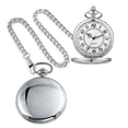 thumbnail image 1 of Minzimin Smooth Pocket Watch Alloy Steel Quartz Roman/Arabic Numerals with 37cm Chain for Father's Day Xmas Best Gifts, 1 of 7