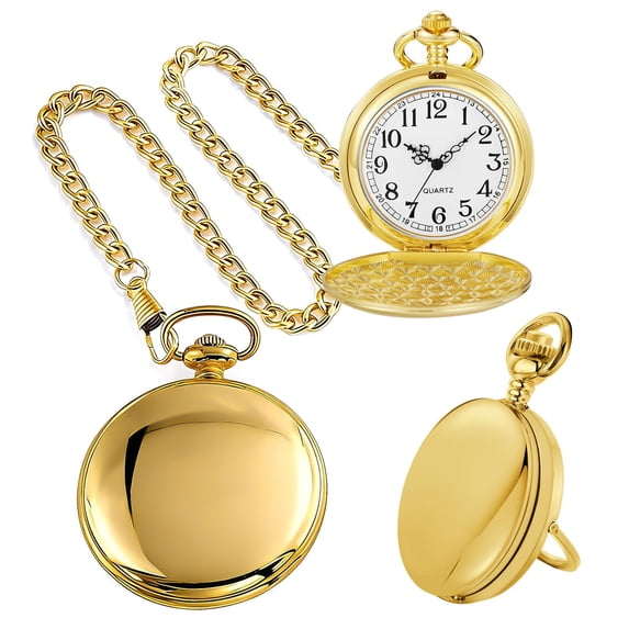 Minzimin Smooth Pocket Watch,Personalized Pocket Watch,Watches for Men, Pocket Watches for Father‘s Day with Chain