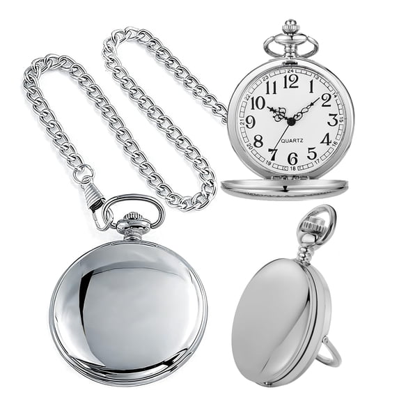 Minzimin Smooth Pocket Watch,Personalized Pocket Watch,Watches for Men, Pocket Watches for Father‘s Day with Chain