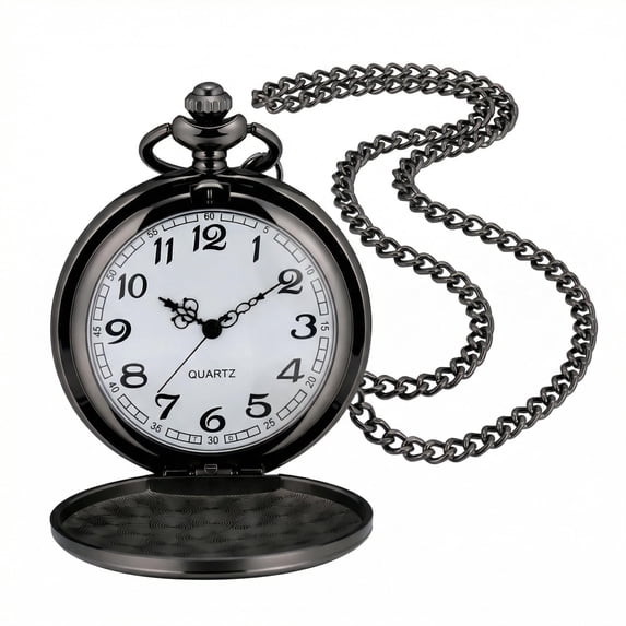 Minzimin Smooth Vintage Pocket Watch with Chain, Arabic Numerals Scale Mens Father‘s Day