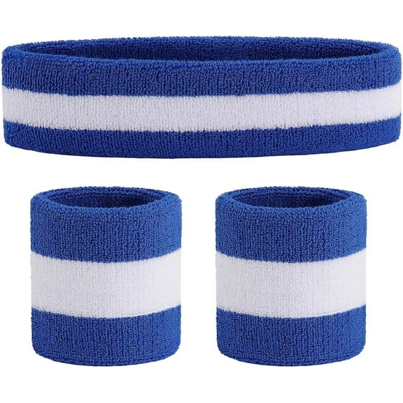 Minzimin Sweatband Set Sports Headband Wristband Set Sweatbands Terry Cloth Wristband Wrist Sweatband Headbands Moisture Wicking Sweat Absorbing Head Band