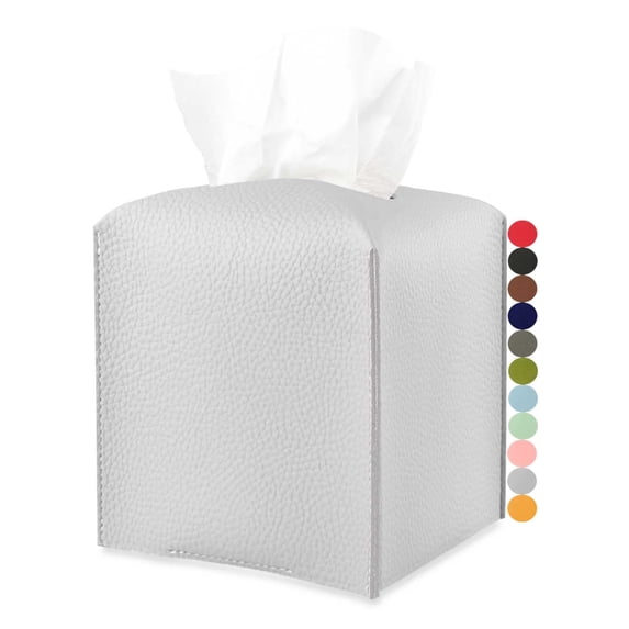 Minzimin Tissue Box Cover Leather Decorative PU Leather Tissue Box Holder for Bathroom Vanity/Night Stands/Office