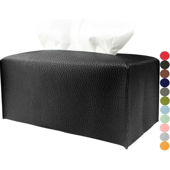 Minzimin Tissue Box Cover Rectangular - Plus Size Large Tissue Box Cover Rectangle Faux Leather Tissue Box Holder Long for Extra Large Rectangle Facial Tissue Box