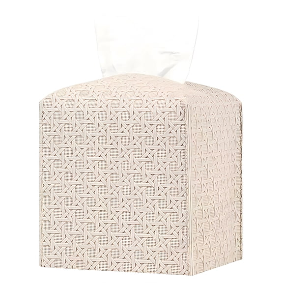 Minzimin Tissue Box Cover Square PU Leather Facial Kleenex Box Cover Holder Tissue Case Cube Facial Paper Organizer Dispenser for Bathroom, Vanity Countertop, Tabletop, Car, Office