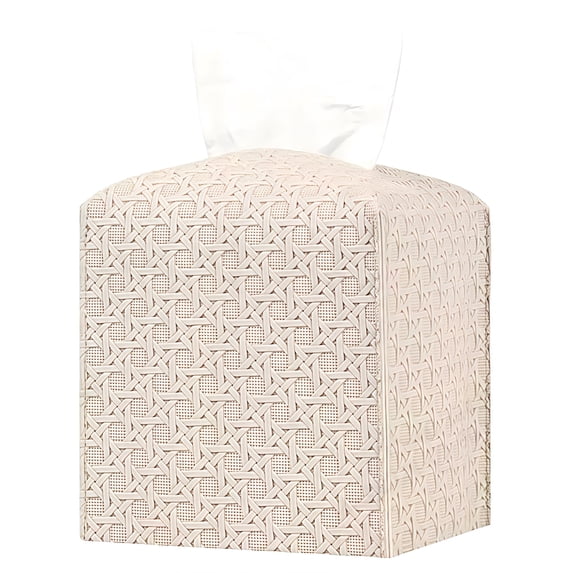 Minzimin Tissue Box Cover Square PU Leather Facial Kleenex Box Cover Holder Tissue Case Cube Facial Paper Organizer Dispenser for Bathroom, Vanity Countertop, Tabletop, Car, Office