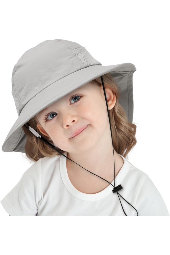 Toddler Kids Girls Boys Sun Hat Summer UPF 50+ Protection Caps Wide Brim Neck Flap Beach Play Hats Age 1-7 Years