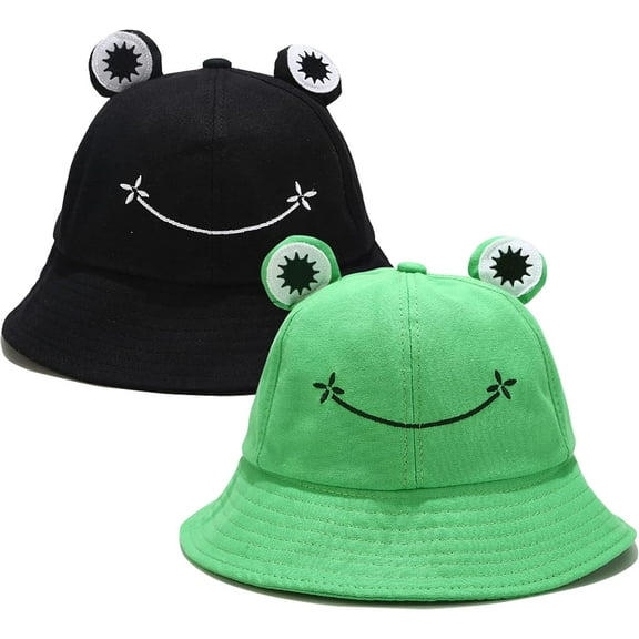 Minzimin Unisex Packable Froggy Frog Bucket Hat Sun Hat 2 Pack for Womens Men
