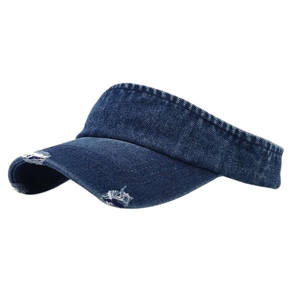 Minzimin Washed Distressed Sun Visor Hat Unisex Cotton Ball Cap Empty Top Baseball Sun Cap