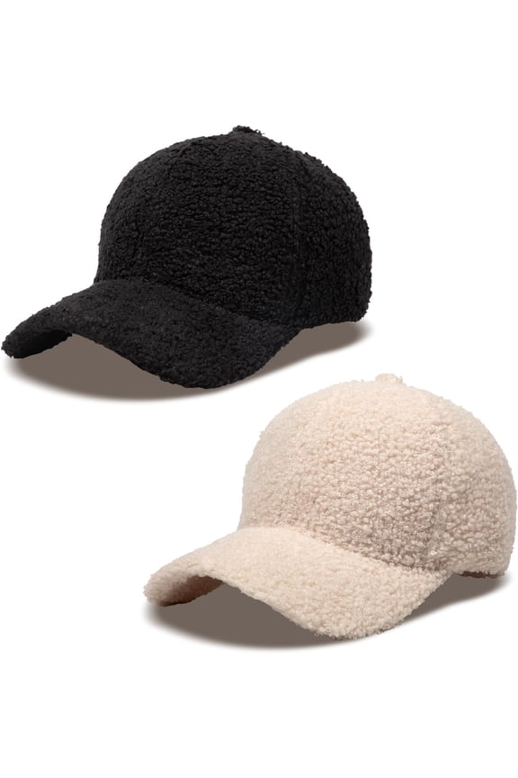 Women's Winter Baseball Cap Adjustable Solid Color Lamb Wool Warm Baseball Cap Unisex Unconstructed Plain Cap