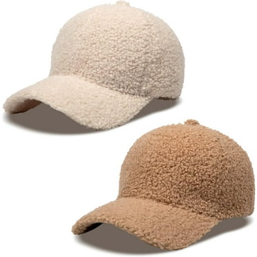 Minzimin Women's Winter Baseball Cap Adjustable Solid Color Lamb Wool Warm Baseball Cap Unisex Unconstructed Plain Cap