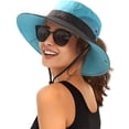 thumbnail image 1 of Minzimin Womens Sun Hat with Ponytail Hole Beach Hiking Summer Wide Brim UPF 80+ Outdoor Protection Foldable Bucket Hat, 1 of 6