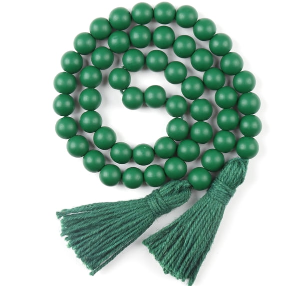 Minzimin Wood Beads Garland with Tassels Farmhouse Rustic Prayer Boho Beads for Boho Home Decor, Wall Hanging Decoration
