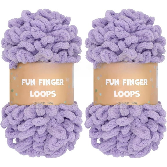 Minzimin Yarn Fun Finger Loops Yarn - Jumbo Polyester - 100g/Skein - 2 Skeins