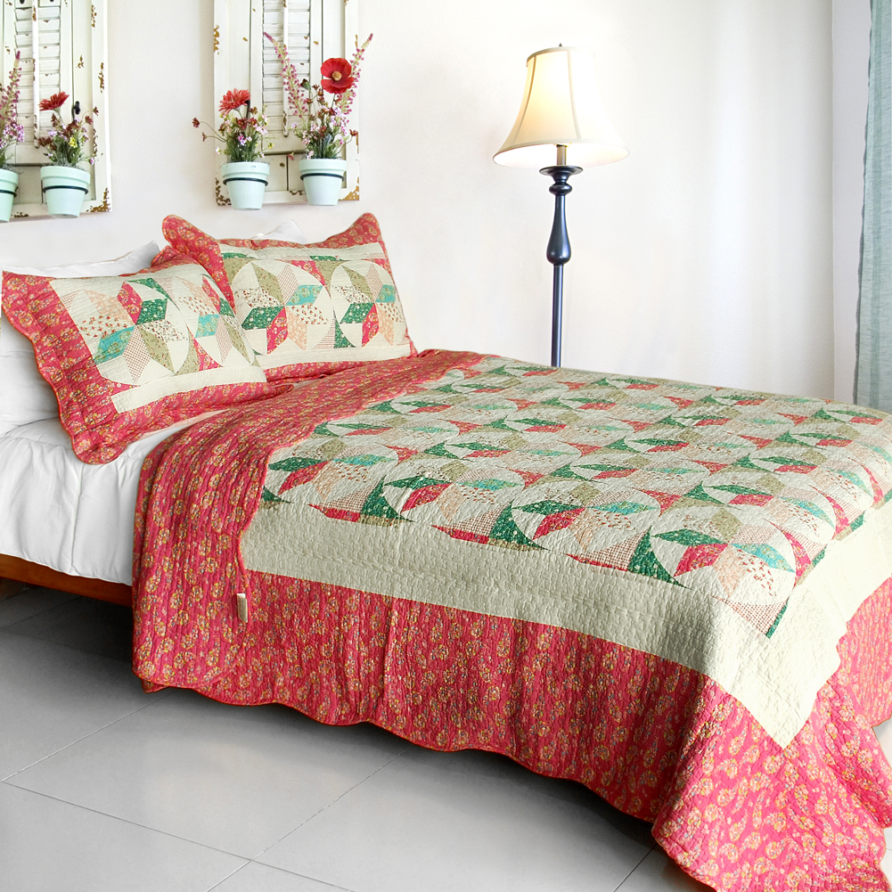 Patchwork Set Mio Dolce Sogno Cotton 3PC Vermicelli-Quilted Patchwork Quilt Set (Full ...