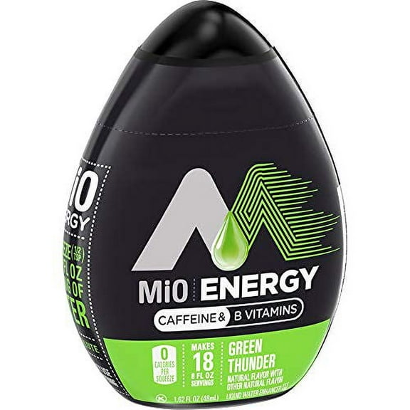Mio Liquid Water Enhancer - Makes 24 Servings + Vitamins, 1.62 Oz Each, (Green Thunder, Pack Of 2)