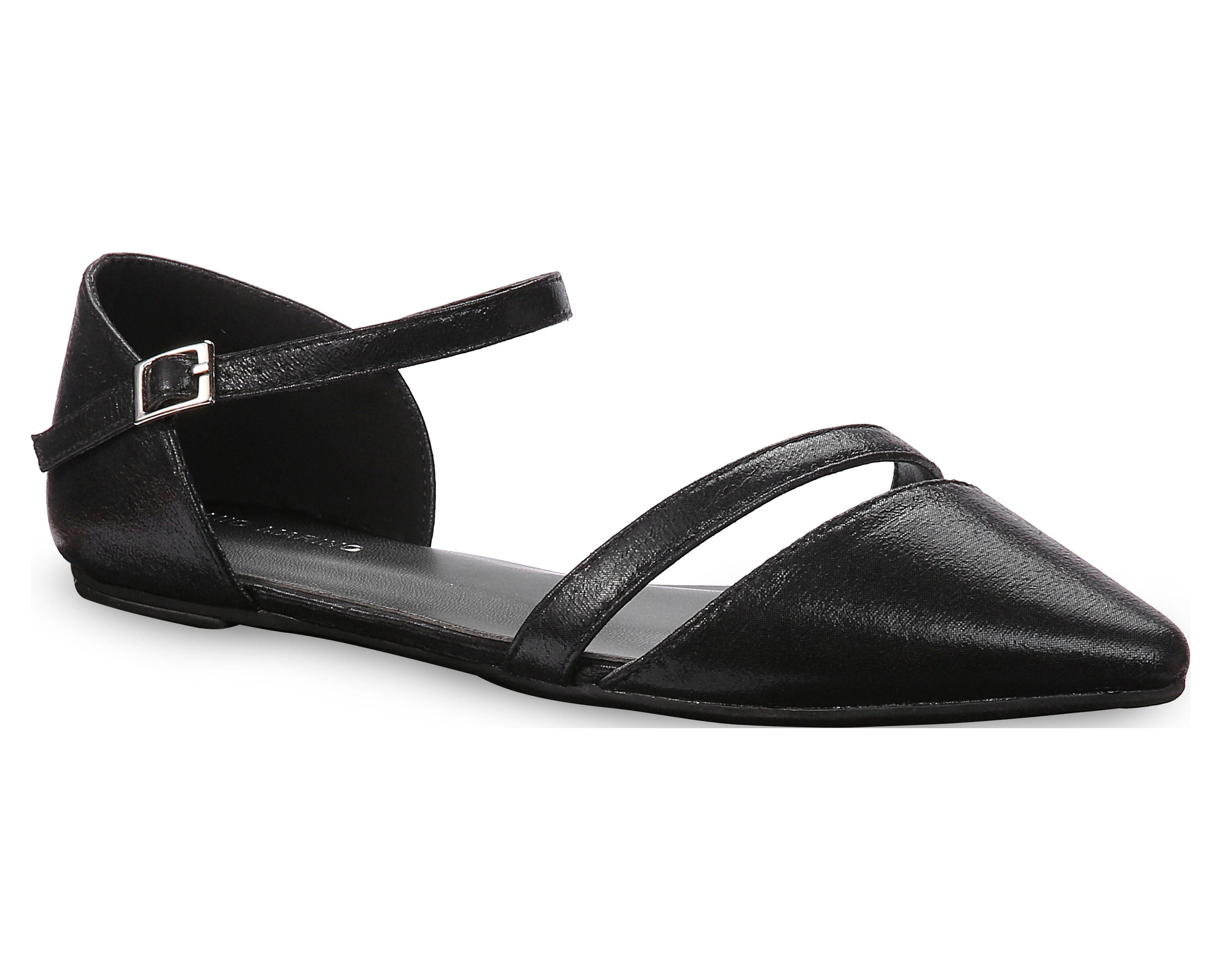 Mio Marino D'Orsay Pointed Toe Flats - Womens Ankle Strap Dress Shoes - Quick Release Buckle (Beige, 5.5)