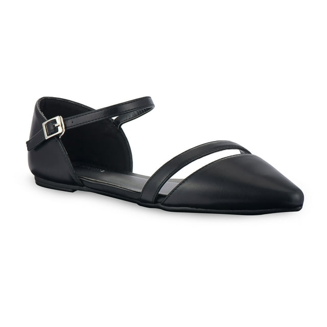 Mio Marino D'Orsay Pointed Toe Flats - Womens Ankle Strap Dress Shoes ...