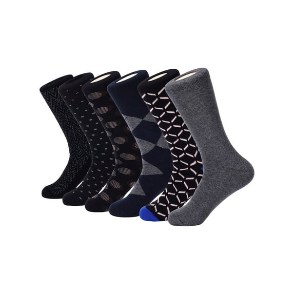 Mio Marino Mens Dress Socks - Moisture Control - Everyday Crew Socks - 6 Pack