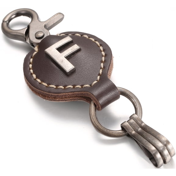 Mio Marino Unisex Vintage Leather Alphabet Keychain