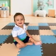 thumbnail image 1 of MioTetto Non-Toxic Foam Play Mat for Babies & Kids, Interlocking Puzzle Tiles, Blue-Brown-Beige, 18 Pieces – Perfect for Tummy Time, Crawling, Nursery, Playroom, or Gym, 1 of 12