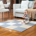 thumbnail image 1 of MioTetto Non-Toxic Foam Play Mat for Babies & Kids, Interlocking Puzzle Tiles, Cream-Gray-Beige, 18 Pieces – Perfect for Tummy Time, Crawling, Nursery, Playroom, or Gym, 1 of 12