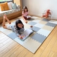 thumbnail image 1 of MioTetto Non-Toxic Foam Play Mat for Babies & Kids, Interlocking Puzzle Tiles, Cream-Gray-Beige, 36 Pieces – Perfect for Tummy Time, Crawling, Nursery, Playroom, or Gym, 1 of 13
