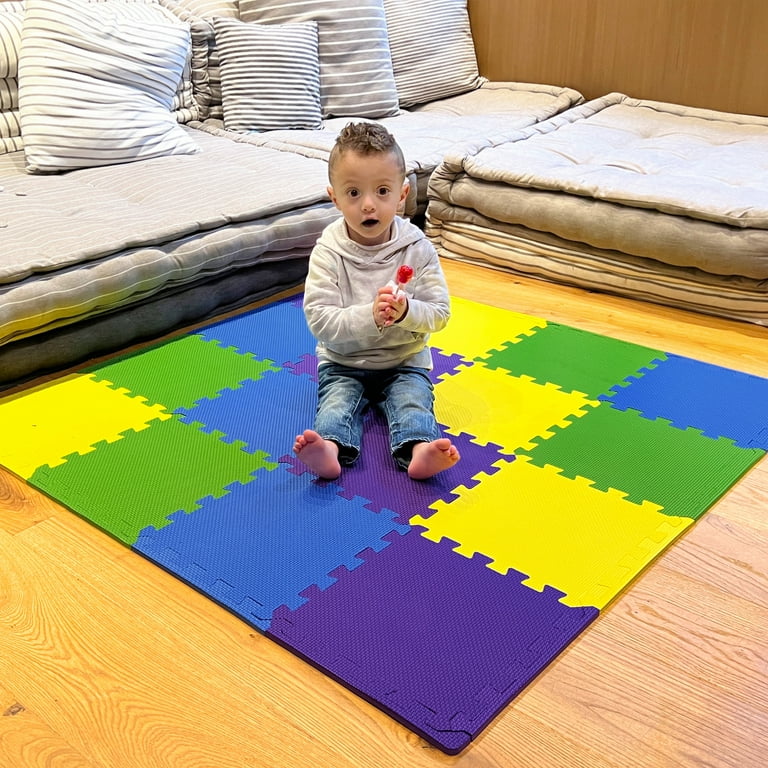 Plush Interlocking Foam Pad Puzzle Floor Tiles Mat Baby Crawling Nursery Rugs 12 Plush Interlocking Foam Pad Puzzle Floor Tiles Mat Baby Crawling Nursery Rugs 12