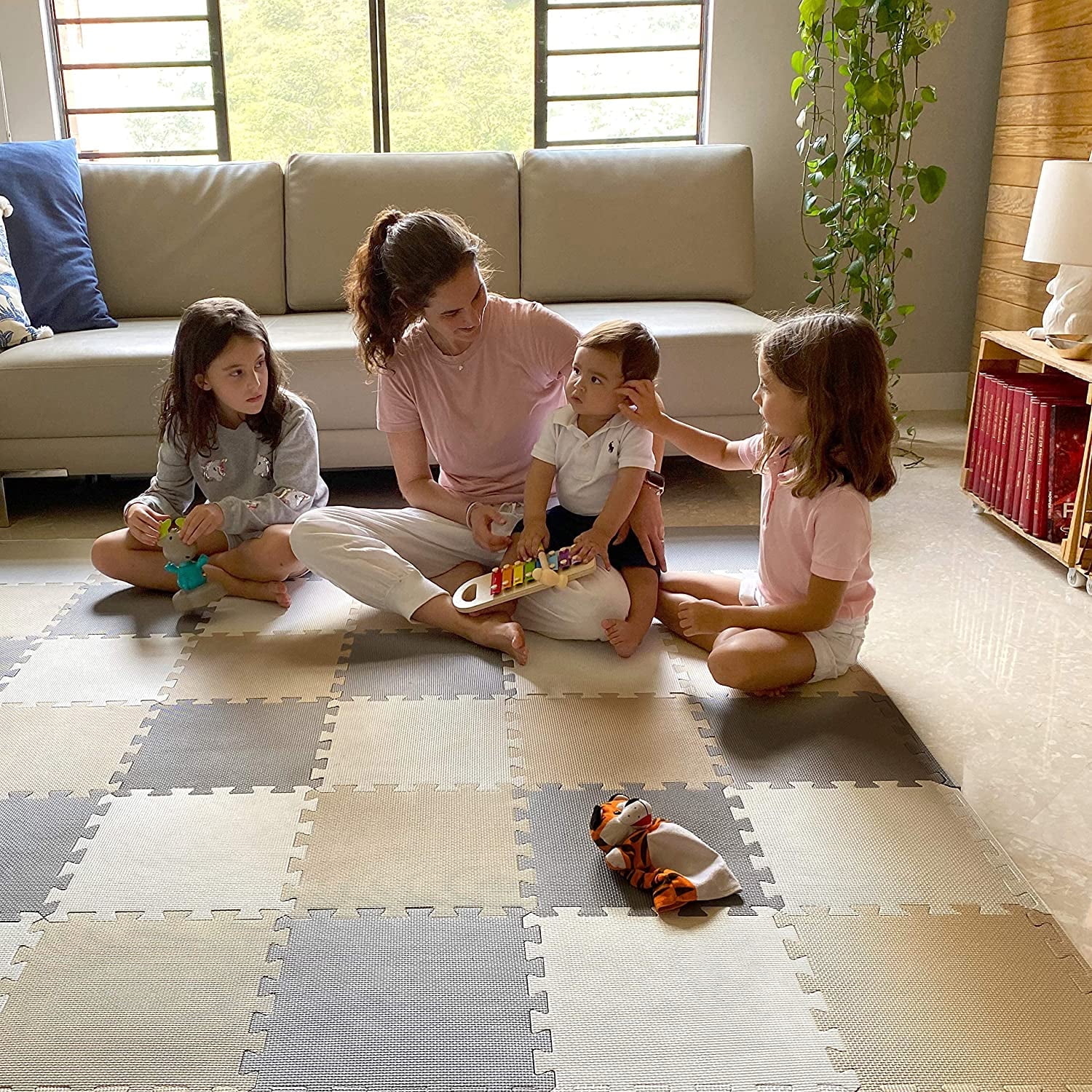 Baby Brielle Interlocking Hexagon Floor Foam Tile Activity Mat for Tummy Time, Crawling, and Playing Ultra Thickness Playmat
