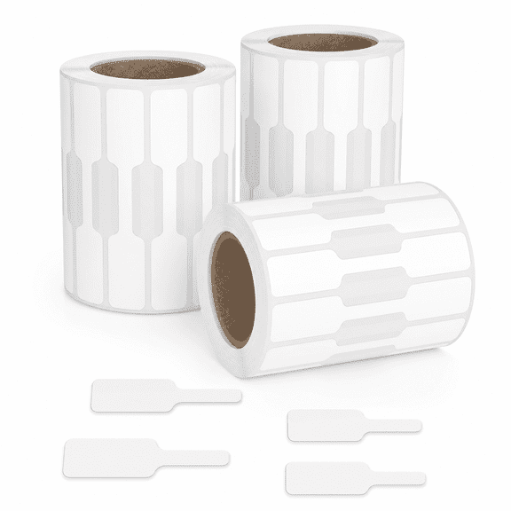 Mioerouu 1500 Pcs Jewelry Price Tags Stickers Roll for Necklace Earring Price Identify, Rectangle Shape Self Adhesive White Blank Dumbbell Jewelry Tags Stickers for Ring EarringRetail Pricing Marking