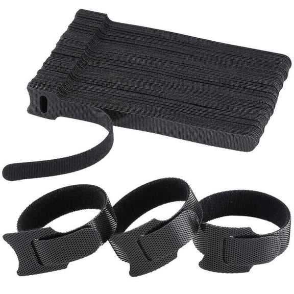 Mioerouu 200 PCS 6 Inch Reusable Cable Ties, Black Adjustable Hook and Loop Cord Organizer Straps, Multipurpose Nylon Wire Management for Home, Office, Garage & Outdoor Use