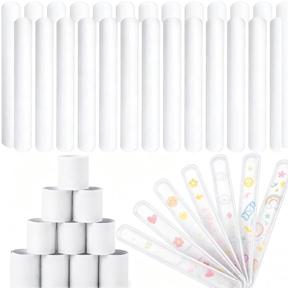 Mioerouu 60 Pack White Slap Bracelets for Adult Teens Kids - DIY Craft Snap Bands Bulk, Safe Soft-Edge Party Favors, Classroom Prizes & Goody Bag Stuffers