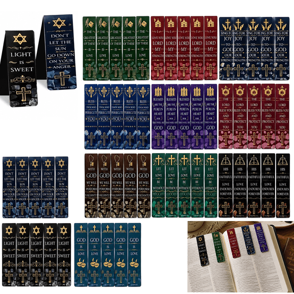 Mioerouu 60 Pcs Religious Magnetic Bookmarks, 12 Designs 5 Each, Bible Verse Inspirational Page Markers for Bible Study, Church Giveaways, Book Lovers