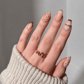 Mioervt Amber Brown Gradient Almond Press On Nails, Glossy Coffee Ombre Fake Nails for Fall Thanksgiving Party Daily Dating | Buy 2 Get 1 Free