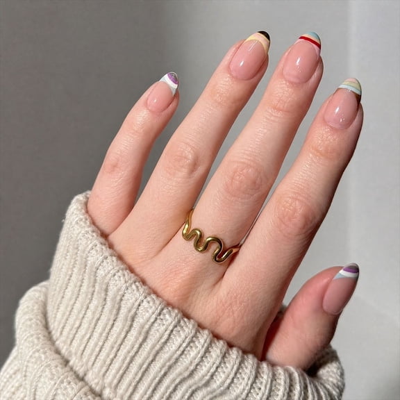 Mioervt Amber Brown Gradient Almond Press On Nails, Glossy Coffee Ombre Fake Nails for Fall Thanksgiving Party Daily Dating | Buy 2 Get 1 Free