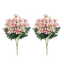 Miogawg 2pcs Artificial Flowers, Fake Mums Yellow Silk Flowers For Outdoors Autumn Decoration, UV Resistant Faux Flowers Plants For Planter Front Door Home Indoor Porch