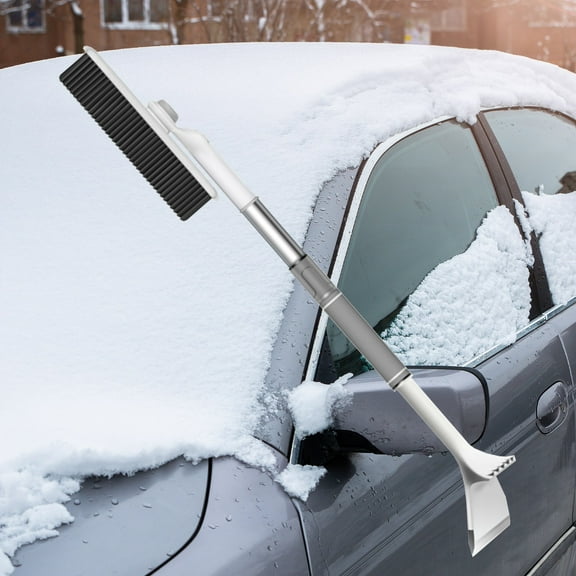 Miogawg 3 In 1 Snow Brush And Ice Scraper, Extendable Car Brush And Ice Scraper With Foam Grip, 360° Pivoting Brush Head For Car Automobile Vehicle Window, Essential Winter Tool