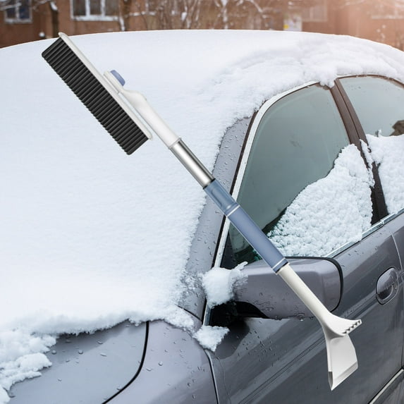 Miogawg 3 In 1 Snow Brush And Ice Scraper, Extendable Car Brush And Ice Scraper With Foam Grip, 360° Pivoting Brush Head For Car Automobile Vehicle Window, Essential Winter Tool