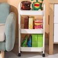 thumbnail image 1 of Miogawg 3 Tier Utility Rolling Cart, Metal Mobile Storage Shelf With Lockable Caster Wheels, Multi-Functional Storage Trolley For Office, Living Room, Kitchen, 1 of 6