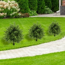 Miogawg Artificial Cedar Topiary Ball Trees With Ground Spike, Artificial Shrubs Bushes, Fake Pine Tree Evergreen Plants Uv Resistant For Indoor Outdoor Front Porch Garden Decor