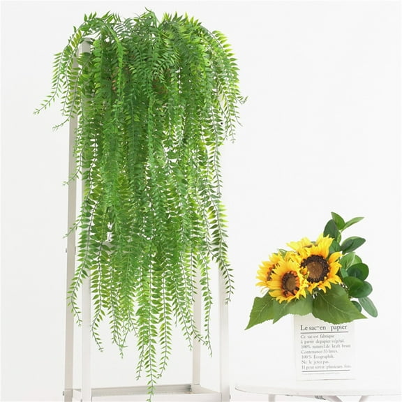 Miogawg Artificial Hanging Plants, Artificial Potted Fern Plant, Faux Hanging Ferns Vine Plant For Shelf Home Office Indoor Outdoor Garden Greenery Decor