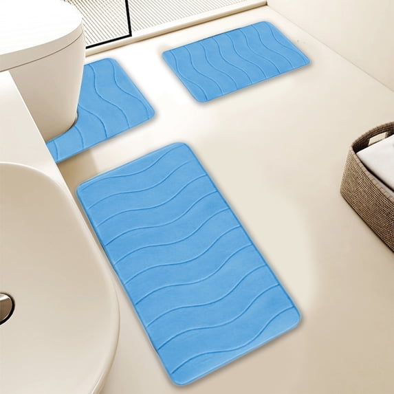 Miogawg Bathroom Rugs Sets 3 Piece, Absorbent Bath Mat For Bathroom, Non-Slip Machine Washable Toilet Bath Mat