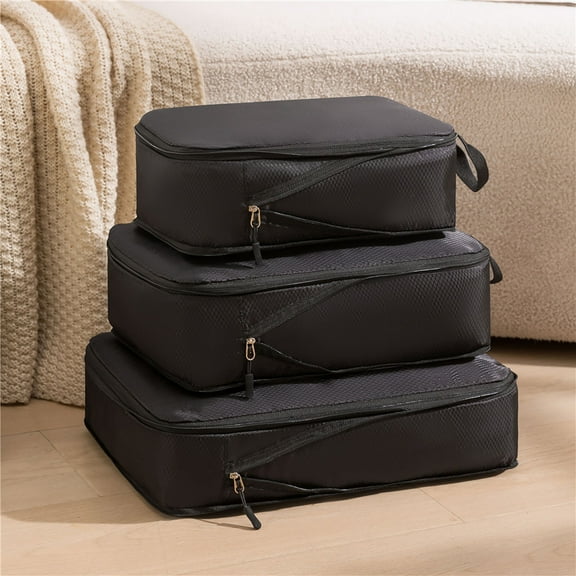 Miogawg Clothes Storage Bag 3 Pack, Compressible Space-Saving Packing Cubes For Travel, Lightweight Compression Bags, Luggage Organizer, Travel Essentials For Women